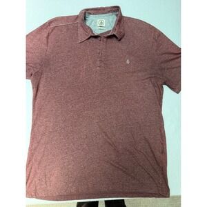 Volcom Wowzer Marled Polo Shirt Mens Large Burgundy Heather Short Sleeve
